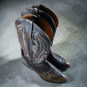 Lucchese 2000 Men's 9 D Cowboy Brown Leather Pull On Western Boots T3017J4